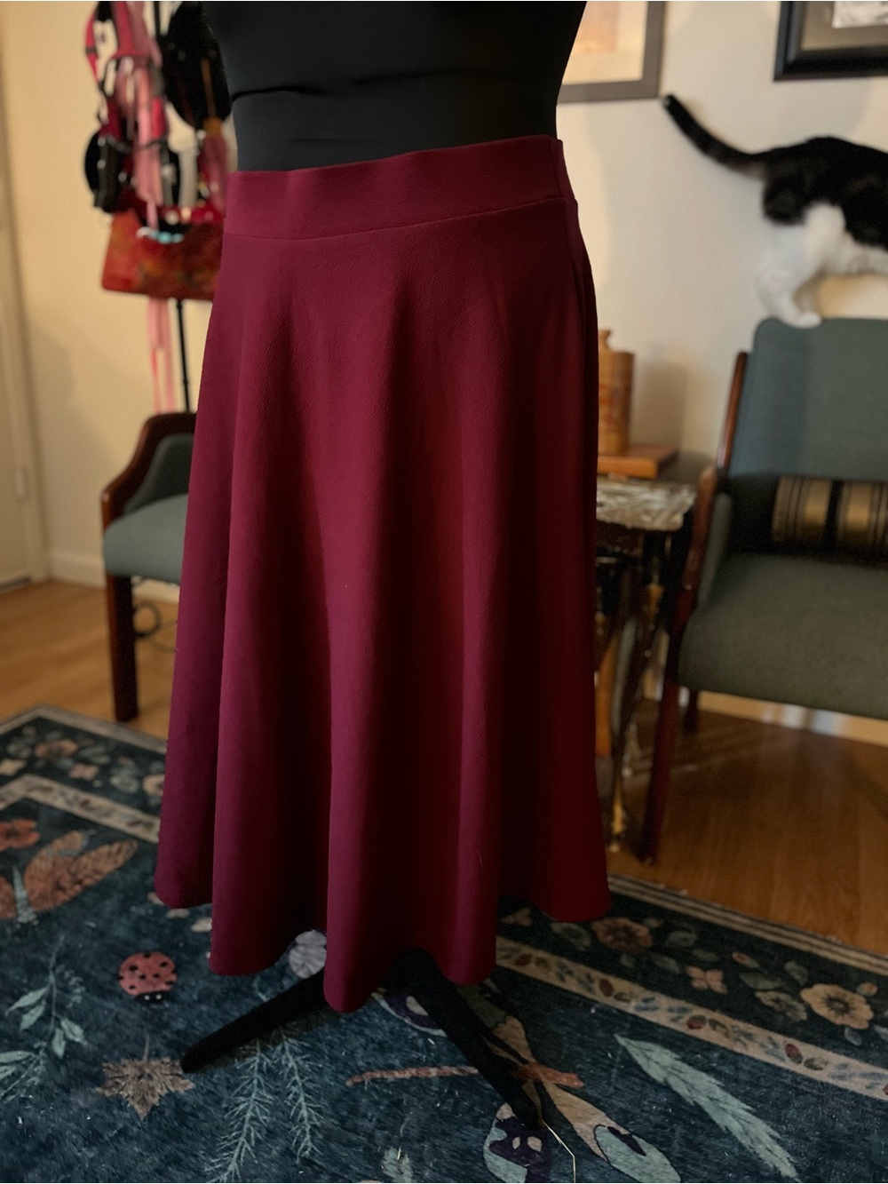 White Mark Burgundy Circle Skirt